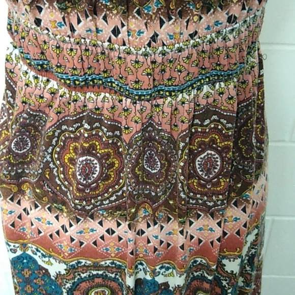 BOHO, SOFT, TEE SHIRT KNIT, CROSS OVER BACK, V-NECK, EMPIRE WAIST MAXI DRESS - Picture 3 of 5